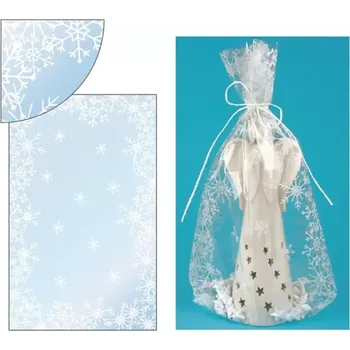 Dárková taška Anděl Sáček průhledný s vločkovým lemem 25x40cm