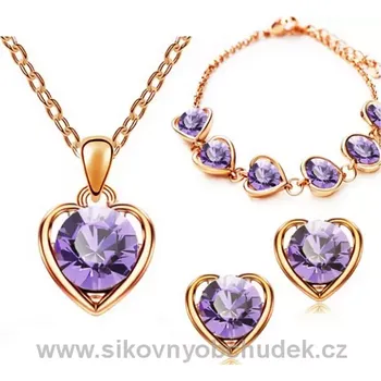 Souprava šperků Fashion Jewelry Souprava bižuterie srdce fialová