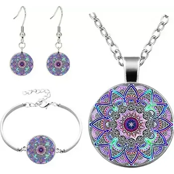 Souprava šperků Fashion Jewelry Souprava náhrdelník, náušnice a náramek Violet Mandala
