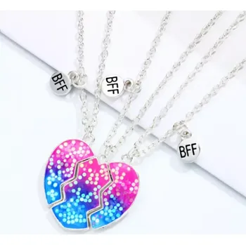 Náhrdelník Lilley Jewelry Náhrdelník pro 3 BFF Best Friends Srdce třpytivé