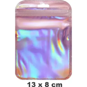 Dárková taška Unique Znovuuzavíratelný sáček holografický růžový 13 x 8 cm