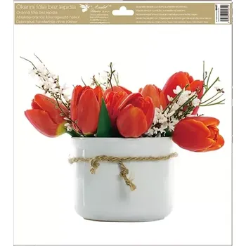 Okenní dekorace Anděl Okenní dekorační fólie Červené tulipány 30 x 33,5 cm