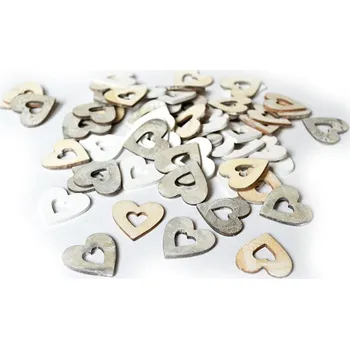 Srdíčka dřevo, mix barev 3 cm, ball. 60 k