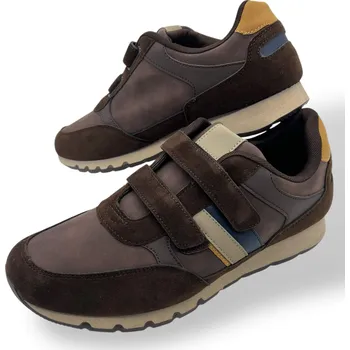 Pánské tenisky Modenworld Pánské hnědé tenisky na suchý zip 02 Barva: Hnědá, Velikost: 45