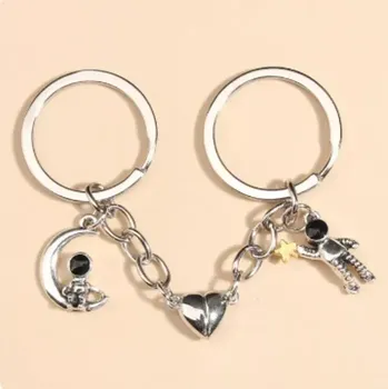 JeweFashion BFF Přívěsek na klíče pro 2 Kosmonauti měsíc a hvězda