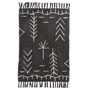 Koupelnová předložka MADAM STOLTZ Bavlněná koupelnová předložka Tufted Black 60 × 90 cm