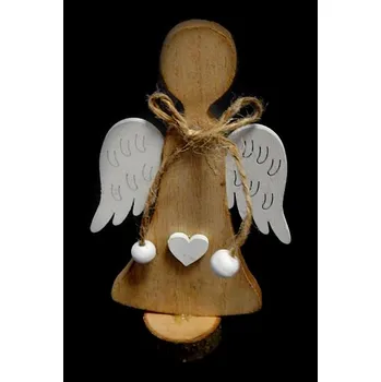 Vánoční dekorace Dekorace, dřevěný anděl, přírodní, 12cm, 1ks