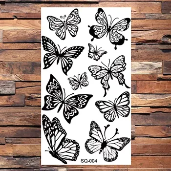 Odstranitelné tetování Tetování černé motýli 10 ks tetovací obtisky 10,5 x 6 cm
