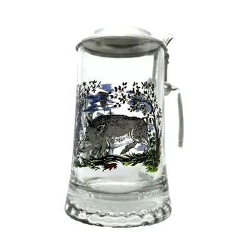 Sklenice Korbel s motivem divočáka – skleněný s cínovým víčkem 0,4 l