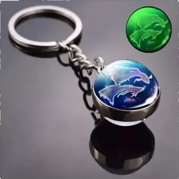 QINOOO Přívěsek na klíče Znamení zvěrokruhu Ryby