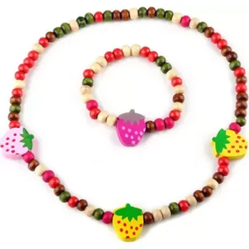 Souprava šperků Luliu Dětská souprava náhrdelníku a náramku jahůdky OJ381