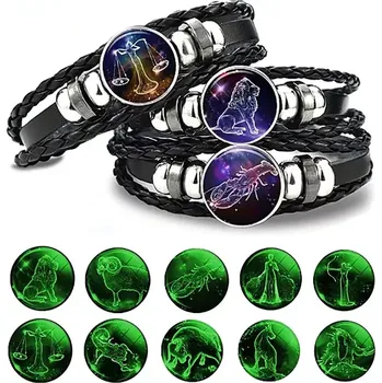 Souprava šperků QINOOO Unisex Náramek Znamení zvěrokruhu svítící ve tmě