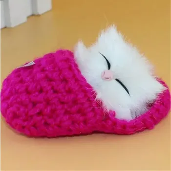 plyšák Interaktivní kočička v pantofli mňoukající tmavě růžová