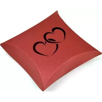 Dárková taška Dárková minikrabička skládací perleťová srdce vínová 5 x 5 cm