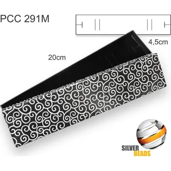 Dárková krabička Krabička na šperky podlouhlá. Materiál papír. Ozn. PCC 291M. Barva ČERNÁ s ornamenty..