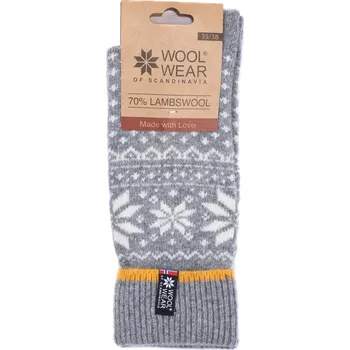 Dámské ponožky WOOLWEAR of Scandinavia Vlněné ponožky Grey/White Snowflakes no. 47 35/38