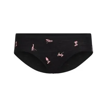 Dámské kalhoty Icebreaker Merino 150 Siren Hipkini Snow Day Women BLACK/ACID PINK/AOP černá L