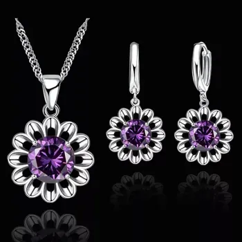 Souprava šperků Souprava náhrdelníku a náušnic Purple Flowers&nbsp;OJ1128