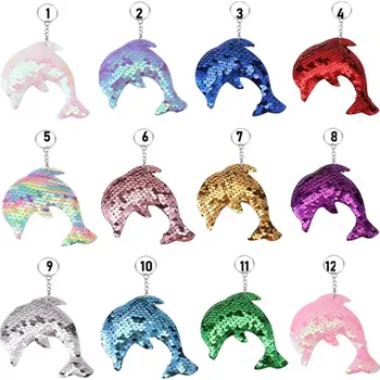 Fally Co. Třpytivý přívěsek na klíče Delfín s flitry výběr z 12 barev