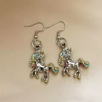 Souprava šperků Lilley Jewelry Visací náušnice Jednorožec s barevnými krystalky