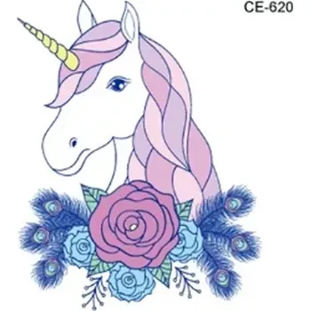 Odstranitelné tetování Rocolo Design Dočasné tetování Jednorožec Růže CE-620