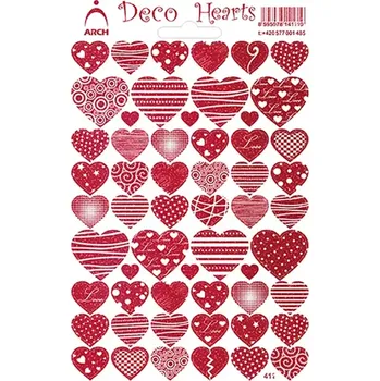 samolepka Arch Dekorační samolepky holografické Srdíčka červená glitter