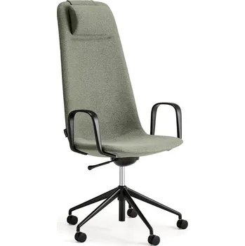 Jednací židle Židle LANGLEY, vysoké opěradlo, s kolečky a područkami, černá/zelenošedá