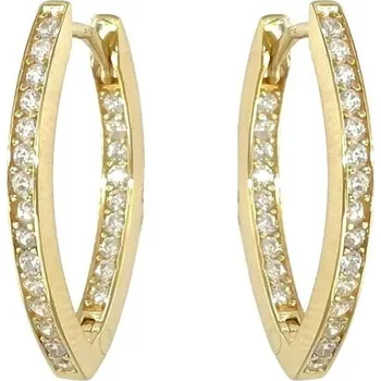 Náušnice Stříbrné pozlacené náušnice obloučky se zirkony velké