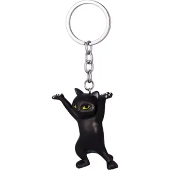Přívěsek na klíče Kočička stojící černá
