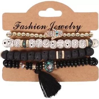 Náramek Dámský náramek 4 v 1 černá