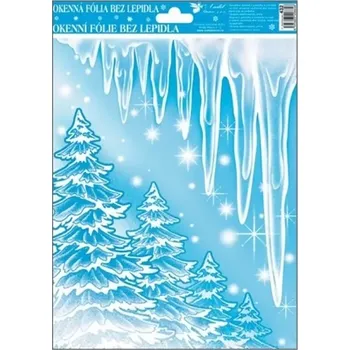 Okenní dekorace Anděl Okenní fólie ledové rohy - lesík 27 x 20 cm
