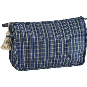 Kosmetická taška MADAM STOLTZ Kosmetická taška Blue/Grey/White – větší