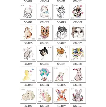 Odstranitelné tetování Tattoo World Tetovací obtisky Kočičky & králíčci 6 x 6 cm