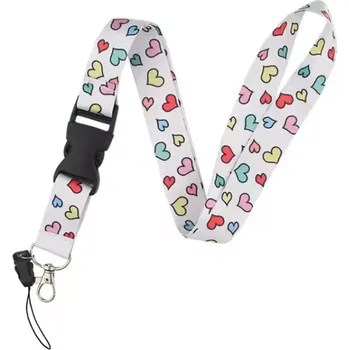 Unique Šňůrka na krk s karabinkou Srdce bílá