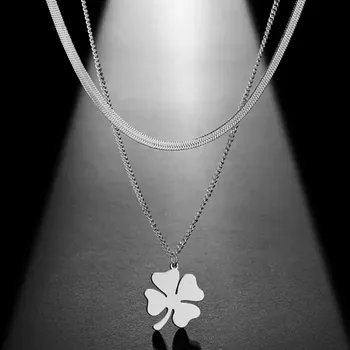 Náhrdelník Fally Náhrdelník z chirurgické oceli Čtyřlístek pro štěstí