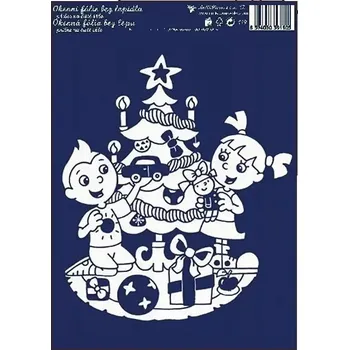 Okenní dekorace Anděl Okenní fólie bílá vánoce stromek 30 x 20 cm