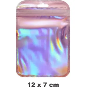 Dárková taška Unique Znovuuzavíratelný sáček holografický růžový 12 x 7 cm