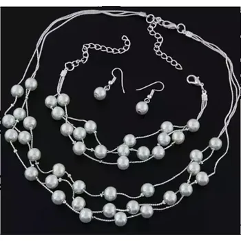 Souprava šperků Fashion Jewelry Souprava perličky stříbrná