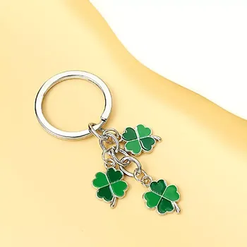 Přívěsek na klíče Tři čtyřlístky pro štěstí stříbrná OP838-93