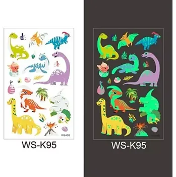Odstranitelné tetování Glow Tattoo tetovací obtisky svítící ve tmě dinosaurus