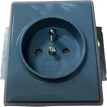 Elektroinstalační materiál Zásuvka jednonásobná ABB Element-Time 5518E-A02359 23, s clonkami - bouřková/ledová šedá