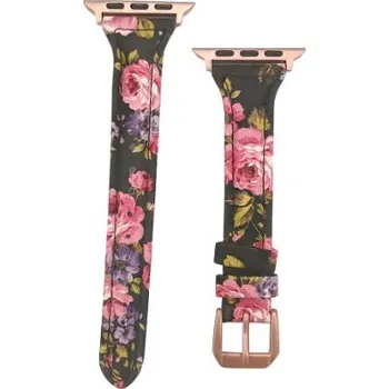Příslušenství k chytrým hodinkám eses Kožený řemínek pro Apple Watch - Květinový 42mm, 44mm, 45mm, 49mm