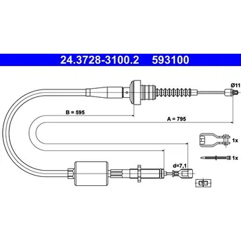 Spojkové lanko Tažné lanko, ovládání spojky ATE 24.3728-3100.2