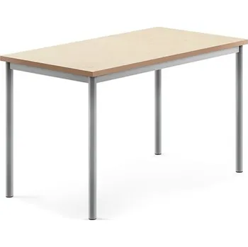 Jídelní stůl Stůl SONITUS, 1200x700x720 mm, stříbrné nohy, deska s linoleem, béžová