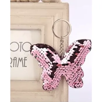 Fally Co. Klíčenka motýl s flitry světle růžová