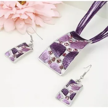 Souprava šperků Fashion Jewelry Souprava bižuterie fialová náhrdelník a náušnice