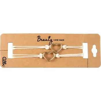 Náramek Albi Dvojice spojení – černé náramky se zlatým srdcem