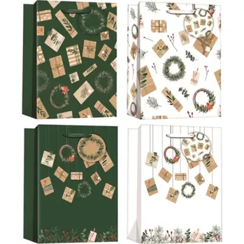 Dárková taška Anděl Taška dárková vánoční se zlatou ražbou L 26 x 32 x 12 cm