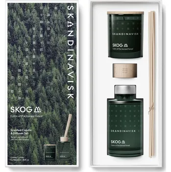 Svíčka SKANDINAVISK Dárkový set SKOG (les) – vonná svíčka a difuzér