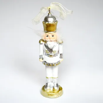 Vánoční dekorace Louskáček, bílý, polyresin